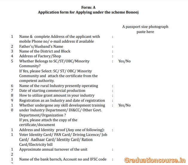Boneej Scheme Application Form 2024